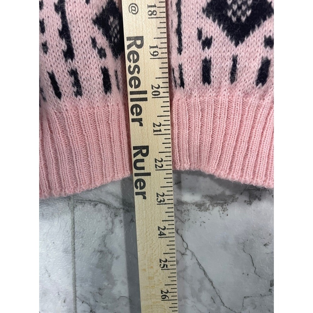Benellan Women's Sweater Wool/Alpaca Sz 46(S) Pink Black Mock Neck Knit Pullover - Picture 6 of 9